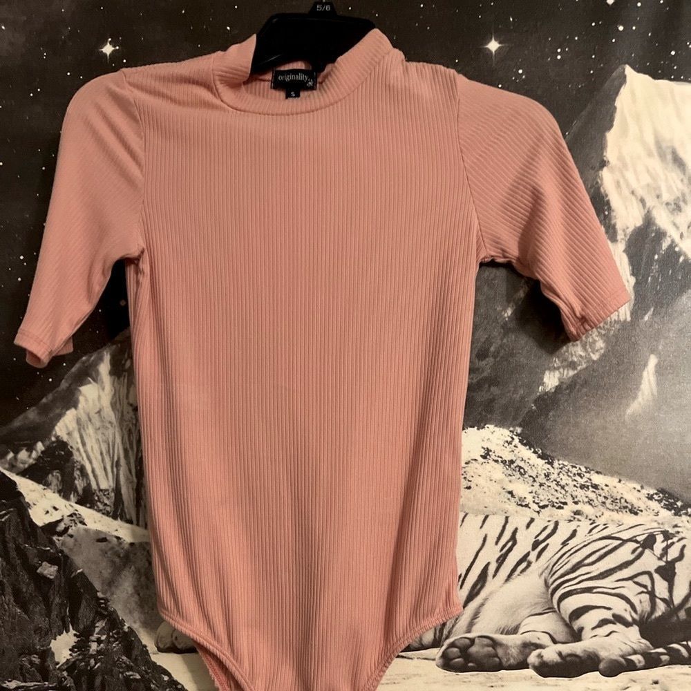 Bodysuit tight Pink ribbed